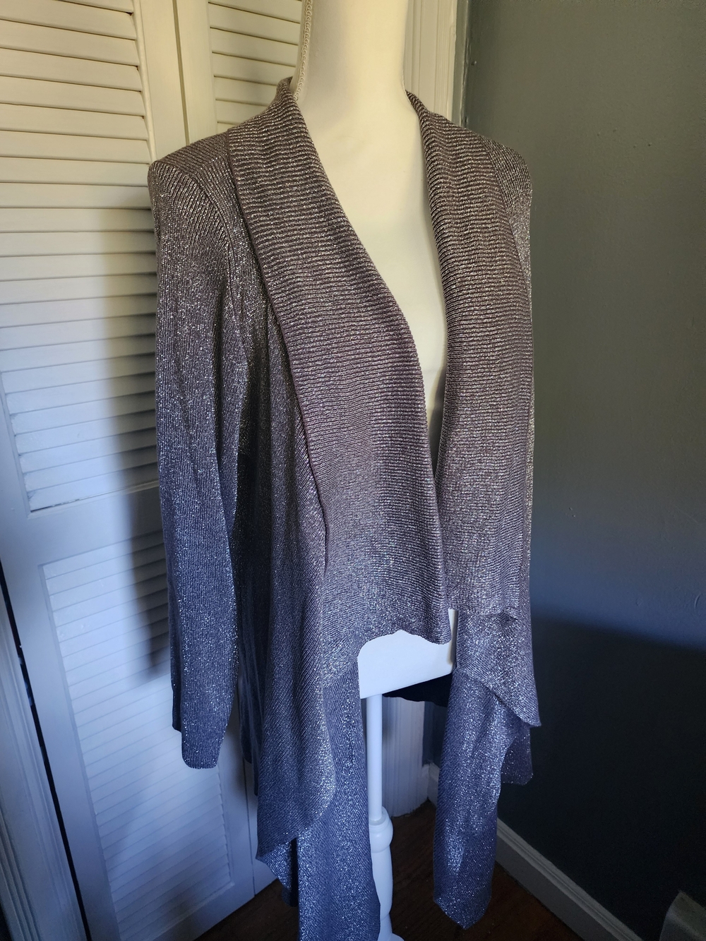 Torrid Metallic Grey Open-Front Drap Women's Sweater Cardigan
